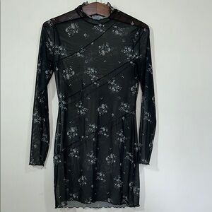 Arizona Jean Company Floral & Black Long Sleeve Sheer Dress